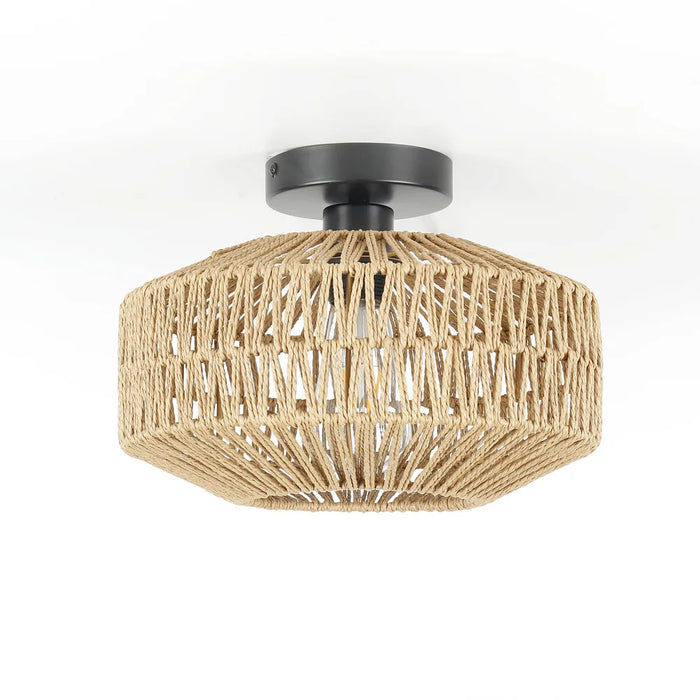 Handmade Bamboo Rattan Ceiling Chandelier – Modern Pendant Light with E27 Base, Dimmable for Living Room, Bedroom, and Dining Room