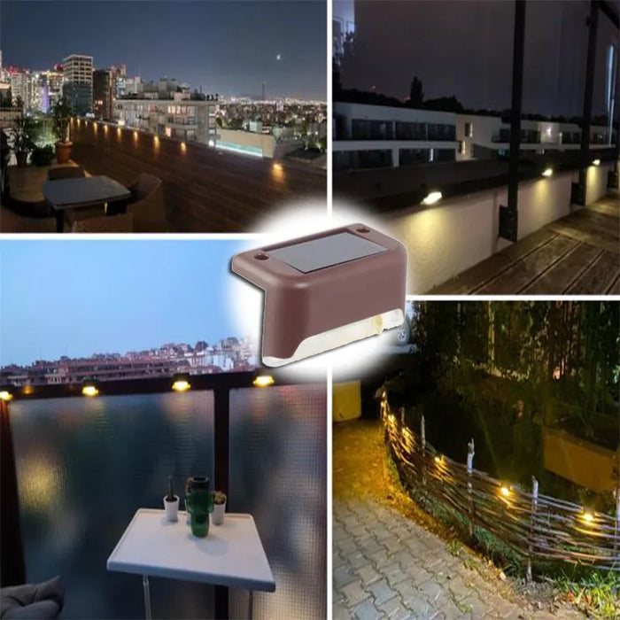 Warm White LED Solar Step Lights – Waterproof Outdoor Stair and Path Lighting for Garden, Patio, Fence, and Balcony Decoration
