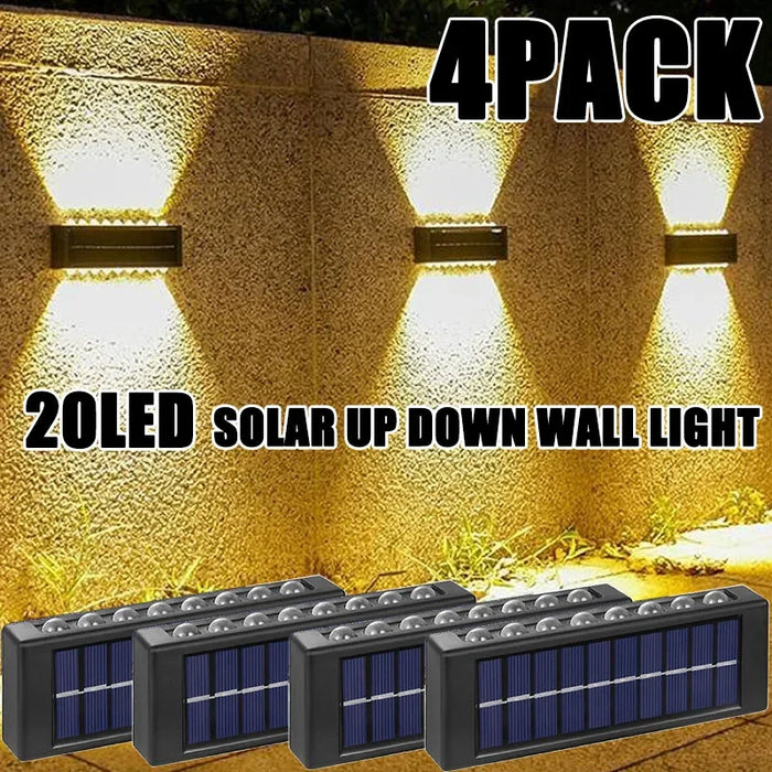 Solar Wall Lights Outdoor – Up and Down LED Light, Waterproof, Solar-Powered, Modern Porch Lamp for Garden, Balcony, Patio, and Landscape