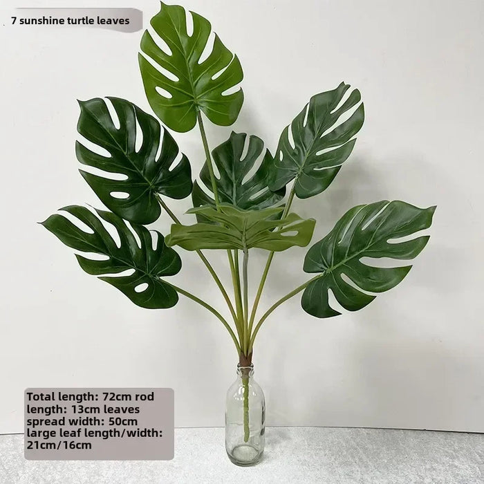 7-Pack Artificial Green Hand Plantain & Canna Leaves – High Simulation Silk Leaves for Landscaping, Flower Boxes, and Outdoor Decor