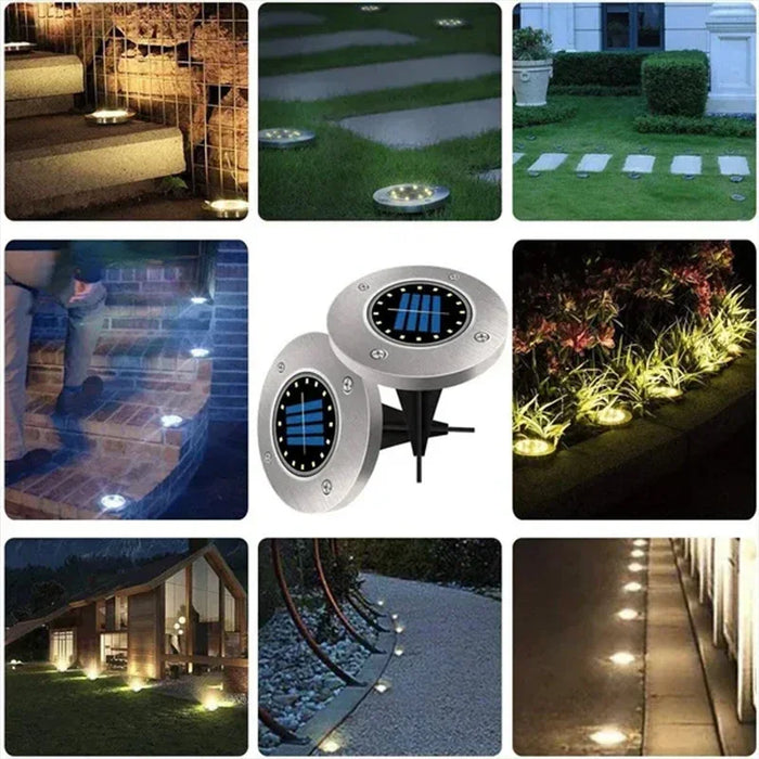 Solar-Powered LED Disk Lights – Outdoor Waterproof Garden Pathway and Deck Lighting