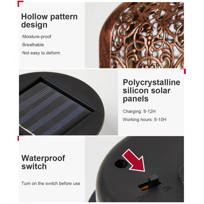 Modern LED Solar Landscape Light – Waterproof Garden Lantern with Retro Design for Outdoor Decor, Brassy Hanging Light, Energy Saving