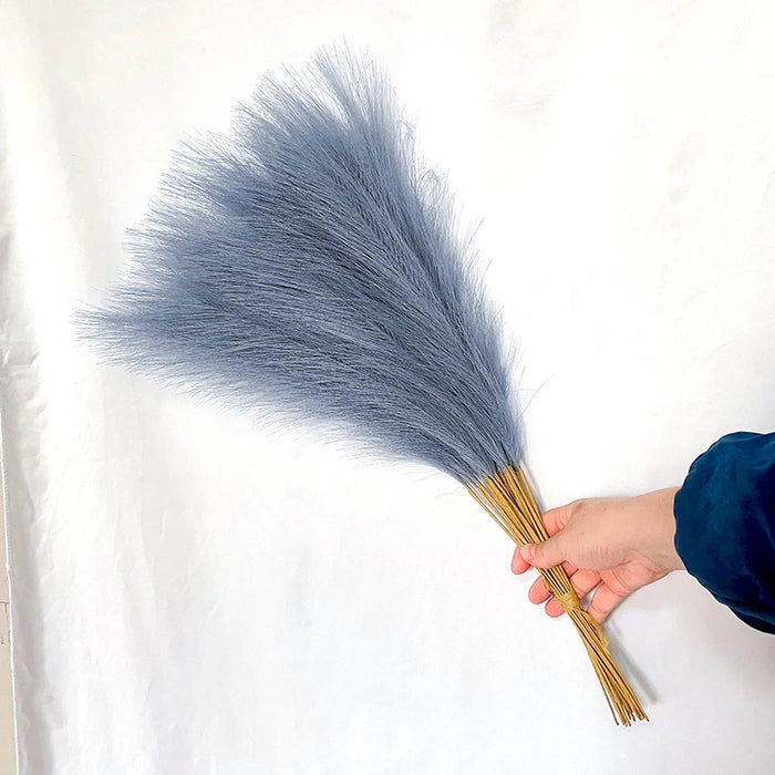 10pcs Artificial Pampas Grass – Blue Fake Reed Flowers for Wedding, Home, Party, and Vase Decoration
