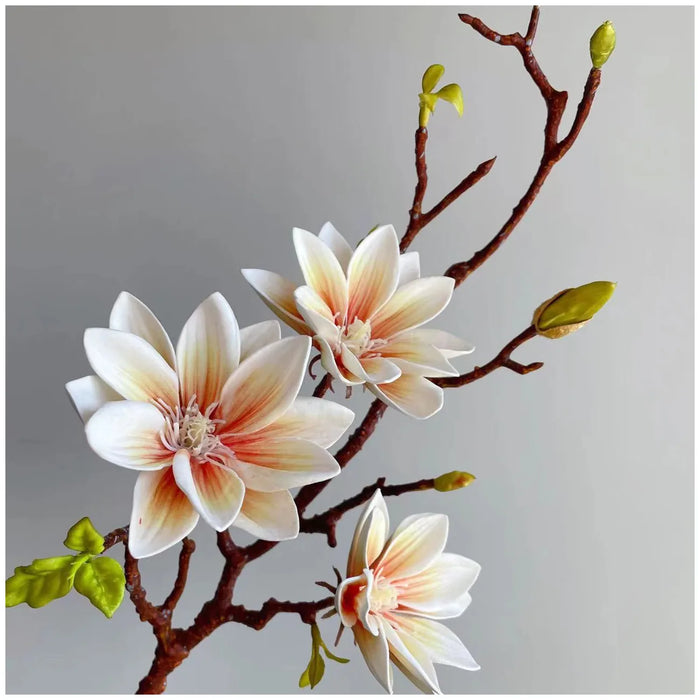Realistic Artificial Magnolia Flower Stem – Faux Gradient Lotus Branch for Wedding, Party, and Home Table Décor