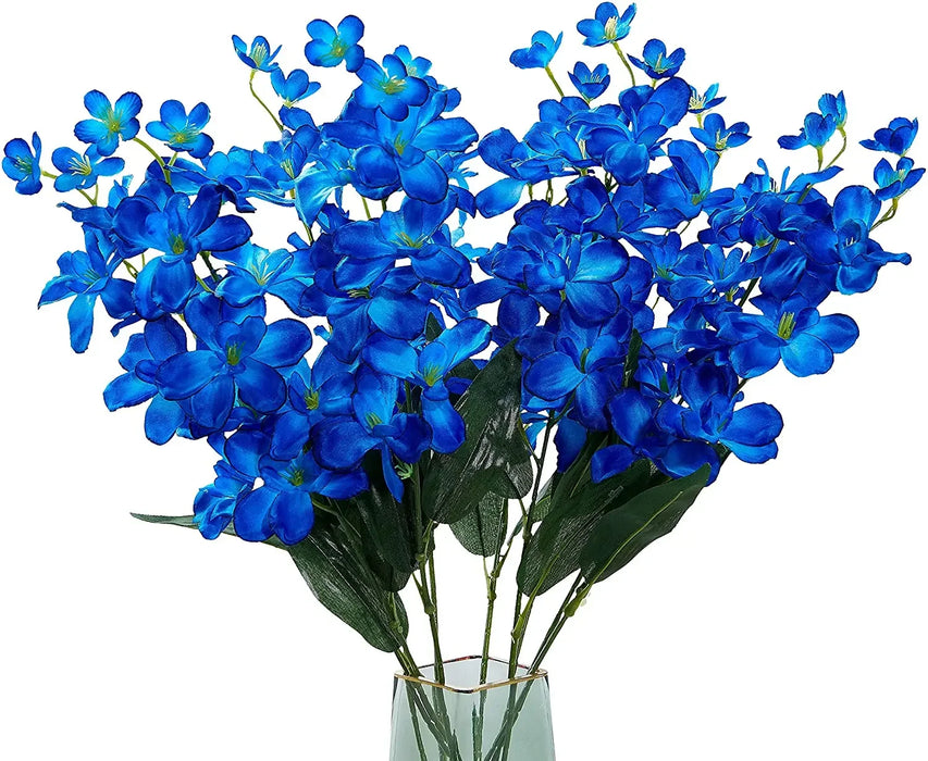10pcs Artificial Blue Orchid Flowers with Long Stems – Bulk Decorative Faux Butterfly Orchids for Weddings and Home Decor