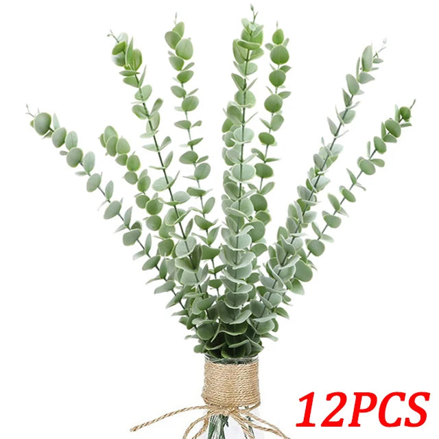 12/10PCS Eucalyptus Leaves Bunch – Artificial Faux Eucalyptus Branches for Wedding, Home Decor, DIY Projects, and Photography