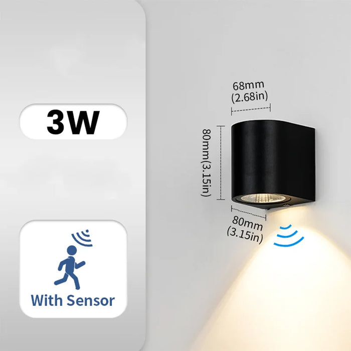 LED Wall Light – Waterproof Up & Down Modern Outdoor Lamp with Motion Sensor