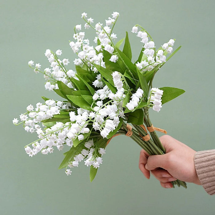 White Artificial Bellflower Bouquet – Handmade Plastic Flowers for Wedding, Home, and Party Decorations – Bride Holding Floral Arrangement