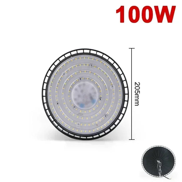 Super Bright 100W/150W/200W UFO LED High Bay Light – Waterproof Industrial Lighting for Warehouse, Garage, Market, Workshop