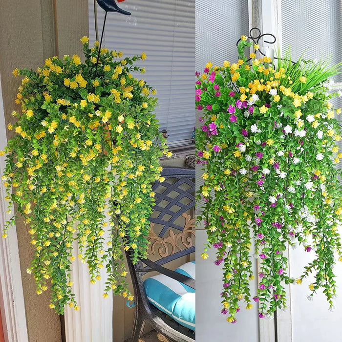 Artificial Eucalyptus Flower Garland – Realistic Faux Drooping Vine for Home, Wedding, and Garden Outdoor Wall Hanging Decoration