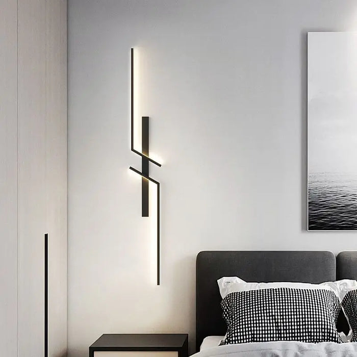 Modern Black and Gold LED Wall Lamp – Wall Mounted Lighting for Corridor, Bedroom, Living Room, and Indoor Spaces