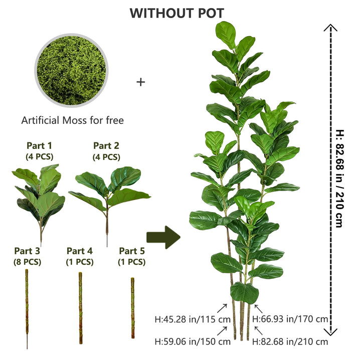 Artificial Fiddle Leaf Fig Tree – 115-240cm Faux Plant for Home, Office, Wedding, and Garden Décor