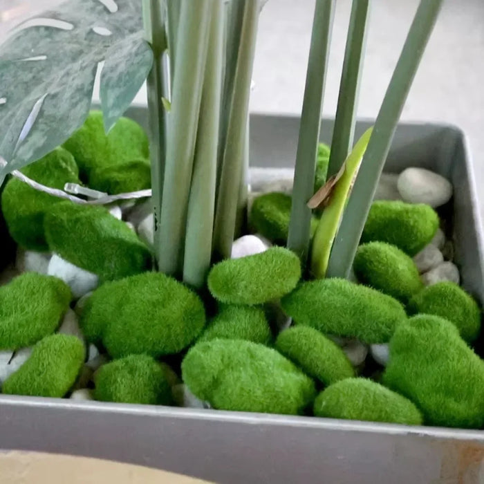 50/5PCS Artificial Foam Moss Rocks – Fake Green Moss Stones for Micro Landscape, DIY Crafts, and Home Garden Flower Pot Decoration