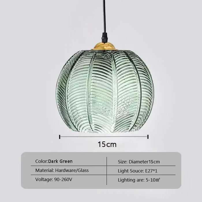 Nordic LED Glass Pendant Light – Green Hanging Lamp for Living Room, Dining Room, Bedroom, and Study Room