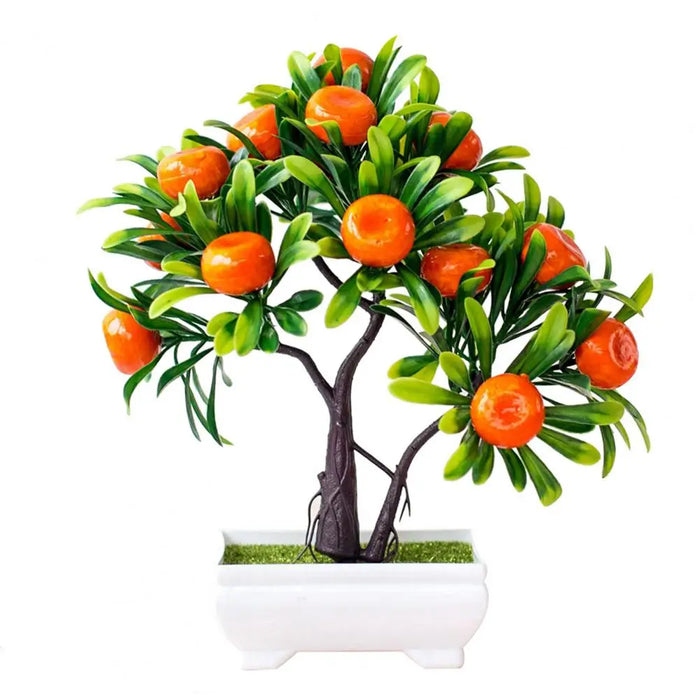 Artificial Orange Bonsai Tree – Potted Peach Pepper Fruit Plant for Home, Office, and Garden Decor