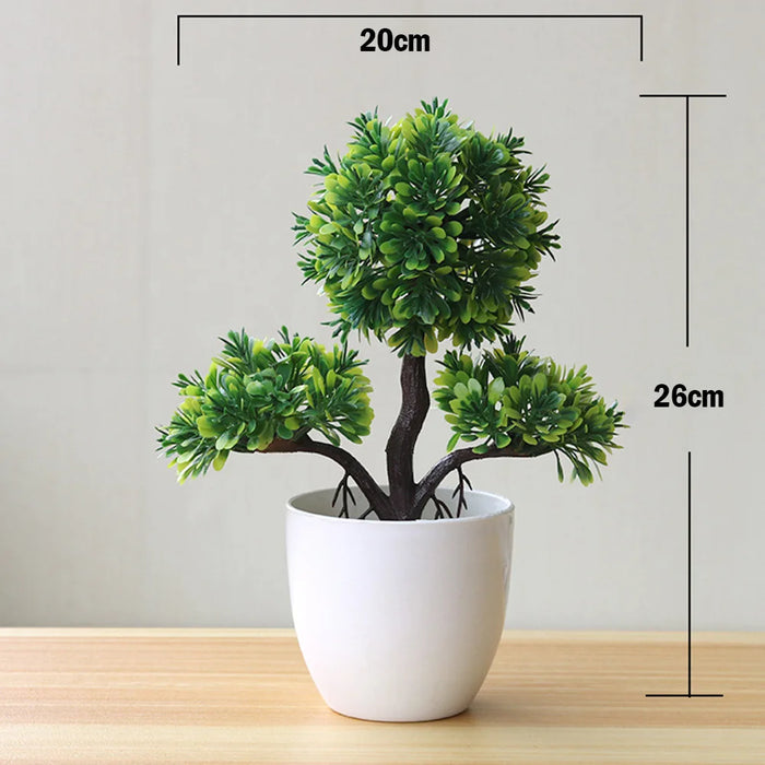 Artificial Bonsai Plants – Small Green Tree with Grass & Flower Potted Decoration for Home, Office, and Wedding Decor