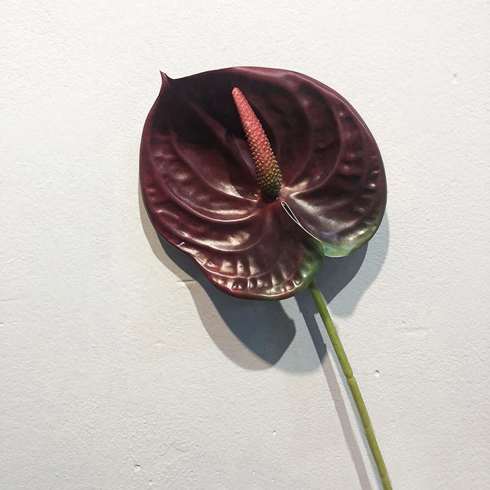 57CM Artificial Anthurium Flower – Realistic Faux Single Stem Flower for Wedding, Home, and Party Decoration