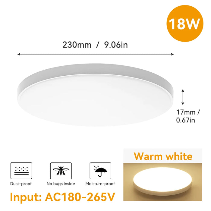 37cm Ultra-Thin LED Ceiling Lamp – 3 Adjustable Color LED Lights for Kitchen, Bedroom, Living Room, and Bathroom