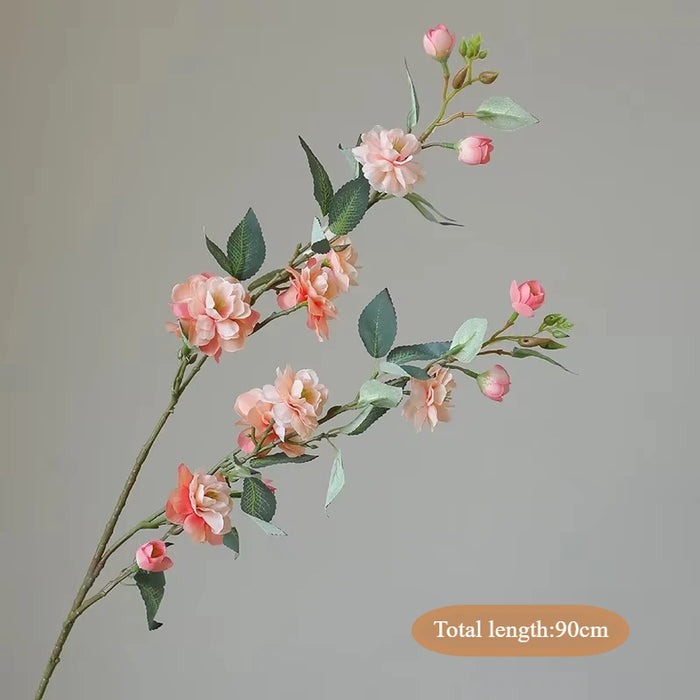 Artificial Camellia Flower Branch – 90cm Silk Long Branch with Fake Leaves for Wedding, Home, and Table Decor