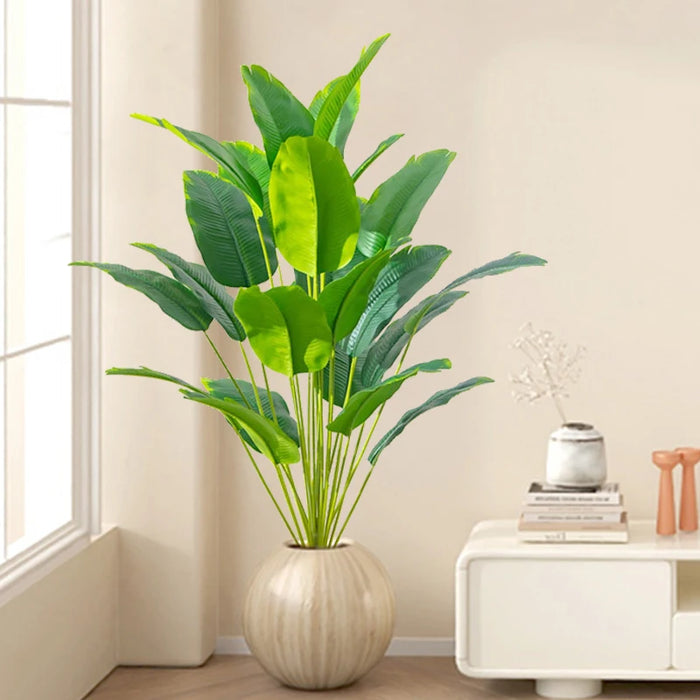 1pc Artificial Tropical Palm Tree – Large Fake Banana & Monstera Leaves, Real Touch Plastic Plant for Home, Garden, and Party Decor
