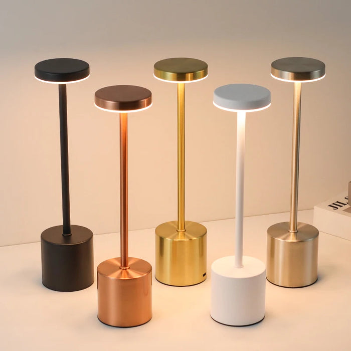 Classic Metal Touch Sensor LED Table Lamp – 3 Colors, Dimmable Rechargeable Desk Lamp for Bedroom, Living Room, and Office