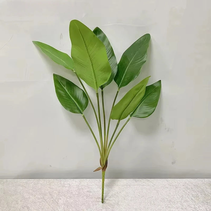 7-Pack Artificial Green Hand Plantain & Canna Leaves – High Simulation Silk Leaves for Landscaping, Flower Boxes, and Outdoor Decor