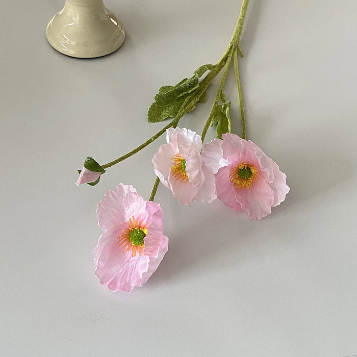 4-Head Artificial Poppy Silk Flower Bouquet – Home, Wedding, Party, and Garden Decoration