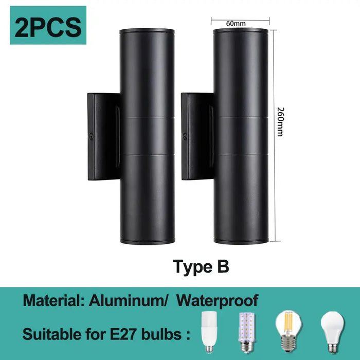 Double Head LED Wall Light – Waterproof E27 Wall Lamp for Indoor and Outdoor Use, Modern Up and Down Light for Living Room, Stairs, Porch, or Entryway (Warm/Cool White, IP65)