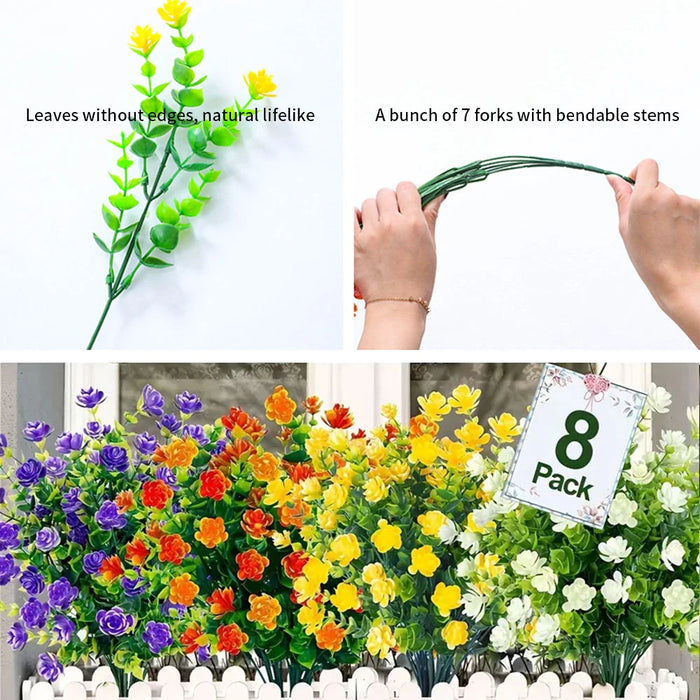 1 Bundle Artificial Flowers – UV Resistant Shrubs, Fake Flower Greenery for Office, Kitchen, Wedding & Garden Decoration