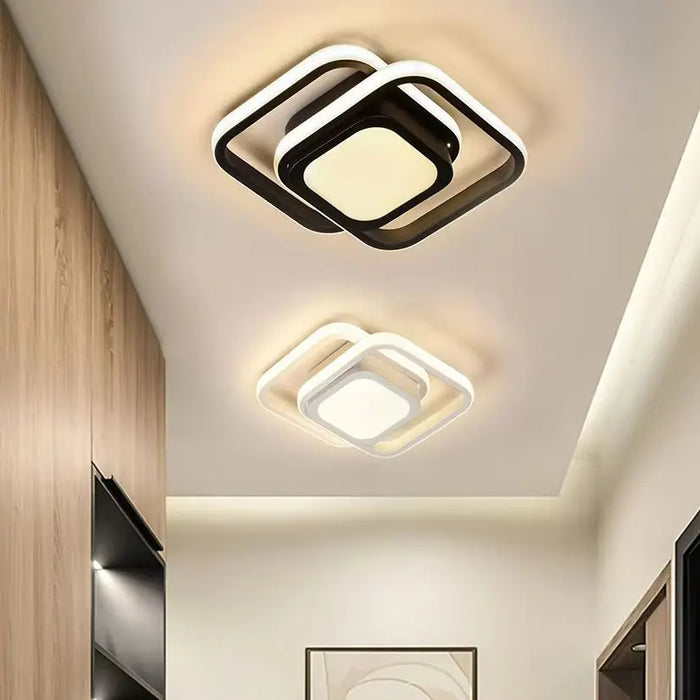 Modern LED Aisle Ceiling Light – 2-Ring Surface-Mounted Lighting Fixture for Hallway, Balcony, and Indoor Spaces