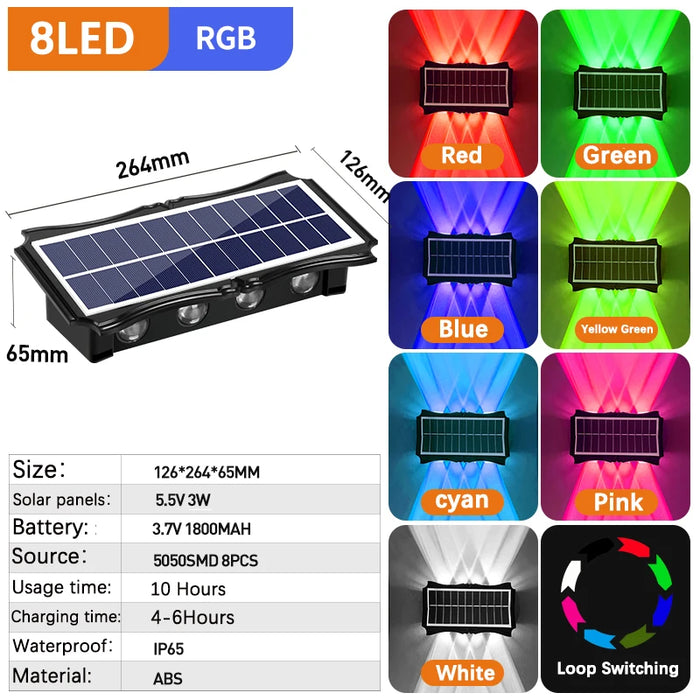 Solar Up Down Wall Light – Waterproof LED Outdoor Wall Lamp for Garden, Balcony & Yard Decoration