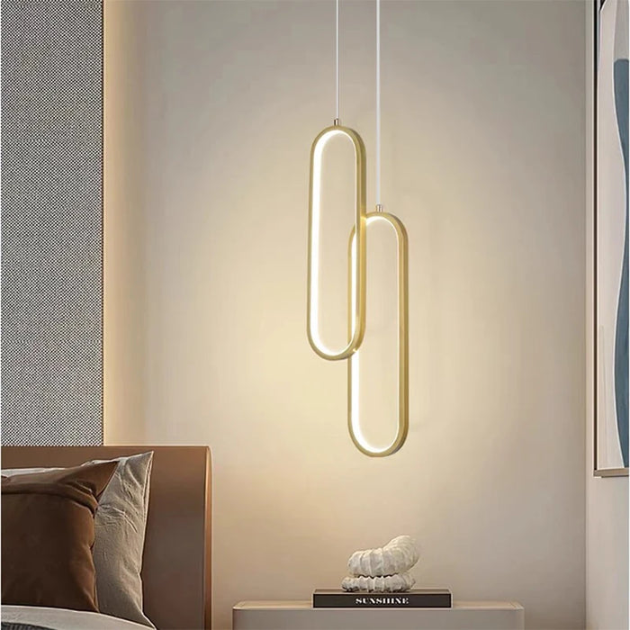 Modern LED Pendant Light – Black and Gold Hanging Lamp for Bedroom, Living Room, and Dining Room – Stylish Indoor Ceiling Light Fixture