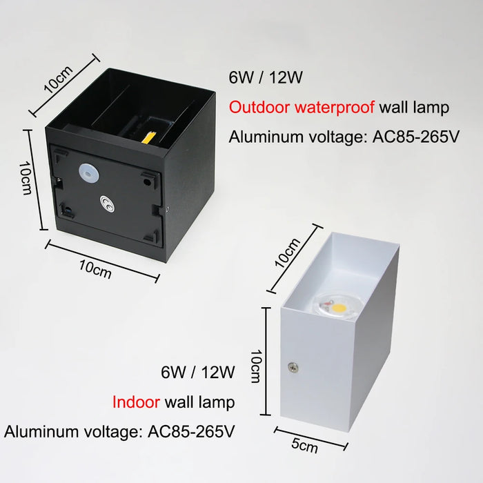 Modern Square LED Wall Lamp – IP65 Waterproof Up and Down Outdoor/Indoor Wall Light Fixture for Home, Porch, and Hallway
