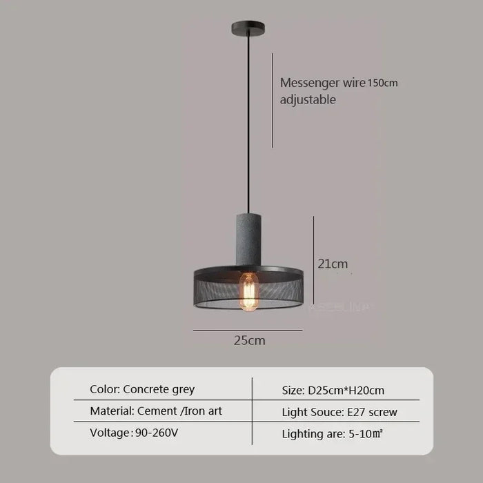 LED Retro Pendant Light – Creative Cement Head Hanging Fixture for Living Room, Dining Room, Bar, and Restaurant Decor – E27 Base