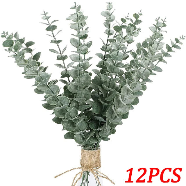 12/10PCS Eucalyptus Leaves Bunch – Artificial Faux Eucalyptus Branches for Wedding, Home Decor, DIY Projects, and Photography