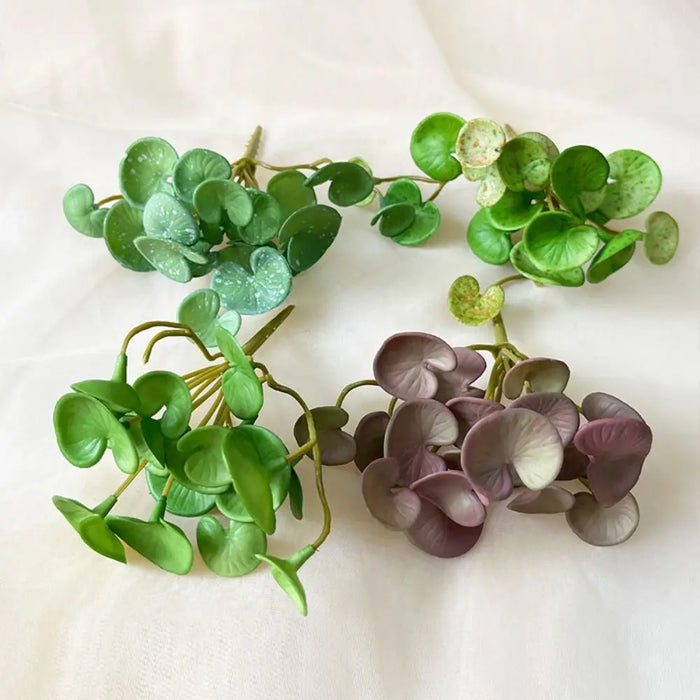 Soft Glue Artificial Green Copper Coin Grass – Faux Succulent Plant Wall Hanging for Home & Office Décor
