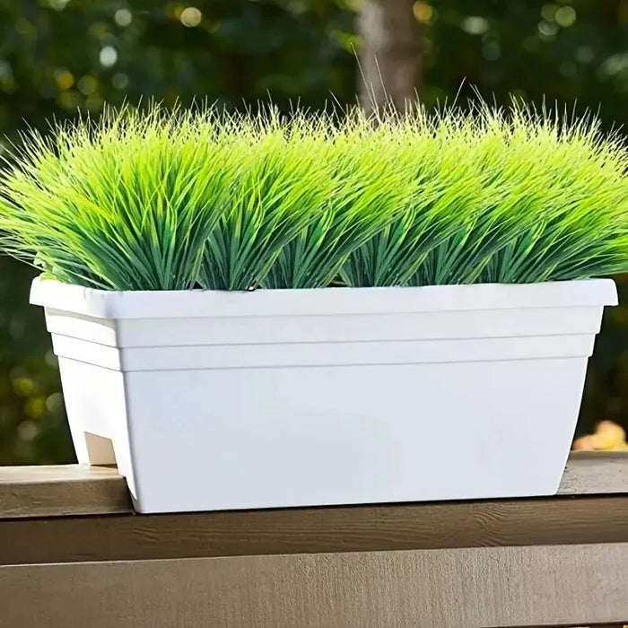 2pcs 7 Forks/Bundle Artificial Grass Plants – Green Plastic Flowers for Wedding, Spring, Summer, Living Room, and Christmas Home Decoration