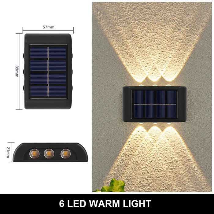 Outdoor Solar Wall Lamp – 4/6/12/16 LED Waterproof Up and Down Luminous Lighting for Garden, Street, and Balcony Decor