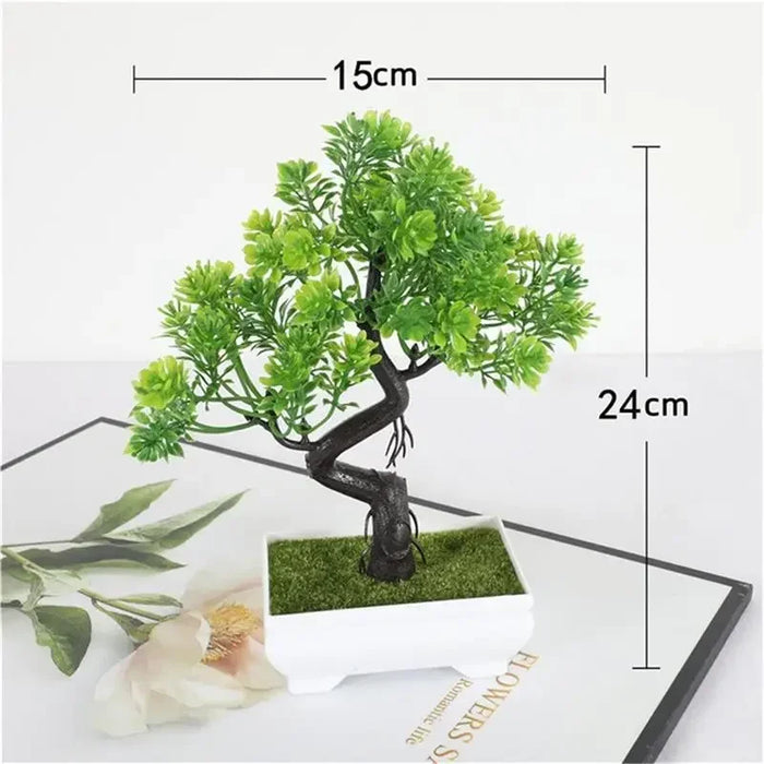 Artificial Bonsai Tree – 21pcs Plastic Potted Plants for Home, Office & Table Décor