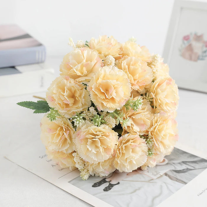 28cm Artificial Carnation Bouquet – 1/3 Pieces Silk Flower for Home, Wedding, Room, Garden Decoration, DIY Bride Holding Flowers