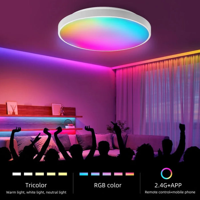 Tuya Smart Ceiling Light 30W/40W – RGB LED Light with Alexa and Google Home Voice Control, Dimmable, Music Sync, Remote Control for Bedroom, Kitchen, and Living Room