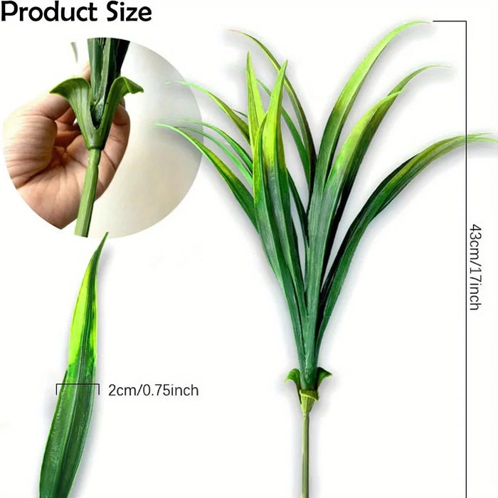 10PCS Simulated Chlorophytum Artificial Plants – Faux Boston Fern Bushes with Plastic Leaves for Outdoor Garden Decoration