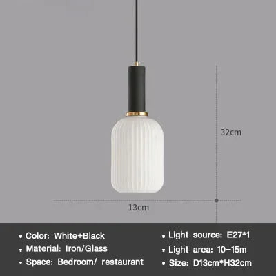 Modern Nordic Glass Pendant Light – Single Head LED Hanging Lamp for Dining Room, Bedroom, Cafe, and Study – White, Green, Cognac & More