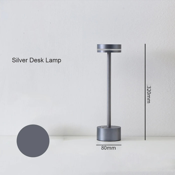 LED Desktop Table Lamp – USB Rechargeable, Touch Dimming Metal Night Light for Coffee Bars, Restaurants, and Bedside Reading