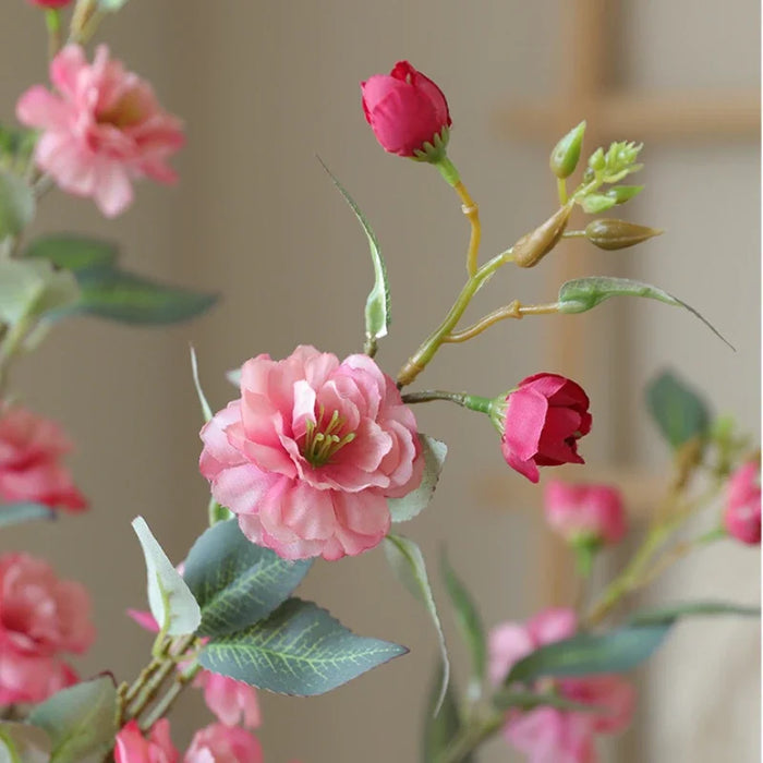 Artificial Camellia Flower Branch – 90cm Silk Long Branch with Fake Leaves for Wedding, Home, and Table Decor