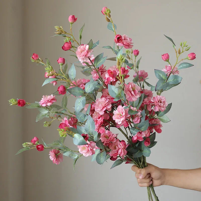 Artificial Camellia Flower Branch – 90cm Silk Long Branch with Fake Leaves for Wedding, Home, and Table Decor