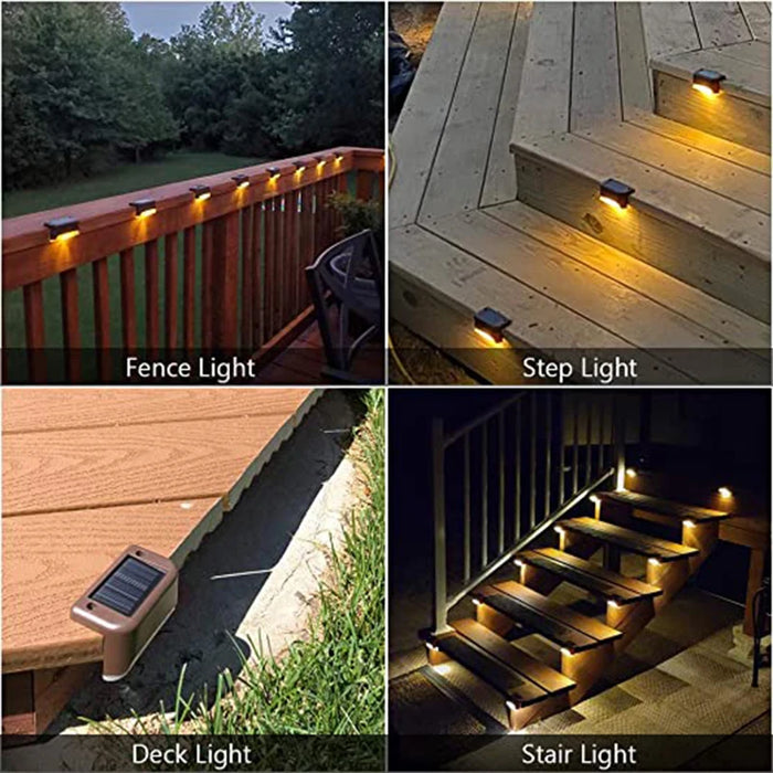 Warm White LED Solar Step Lights – Waterproof Outdoor Stair and Path Lighting for Garden, Patio, Fence, and Balcony Decoration