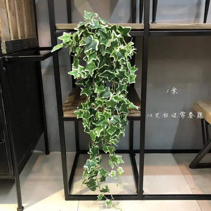100CM Artificial Green Tropical Vine – Fake Rattan Leaves Garland for Home & Garden Wall Decoration, Bridal Shower & Outdoor Use