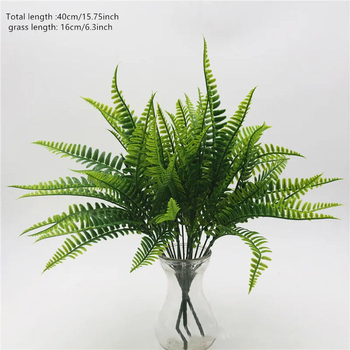 7 Branches Artificial Persian Grass – Faux Plastic Fern for Garden, Home, Vase, and Wedding Décor