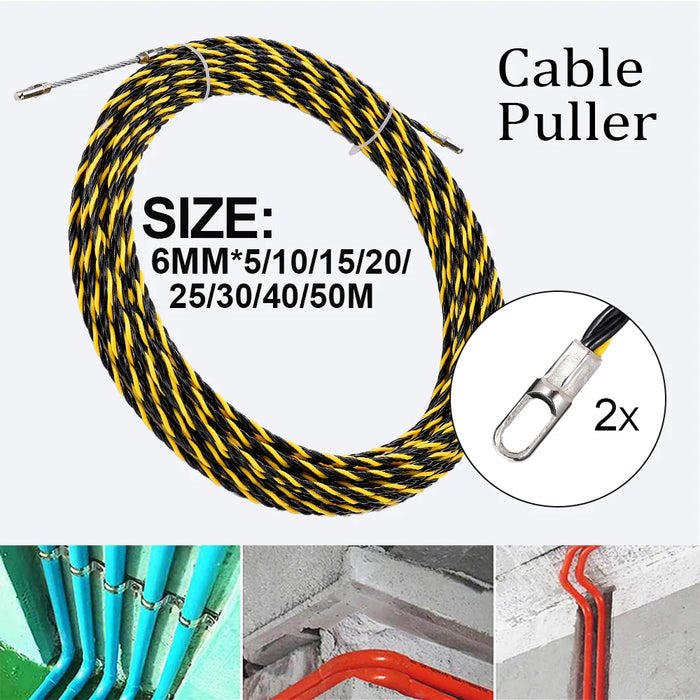 6mm Cable Push Puller – Wire Threading Fish Tape Tool for Electricians (5-50M)